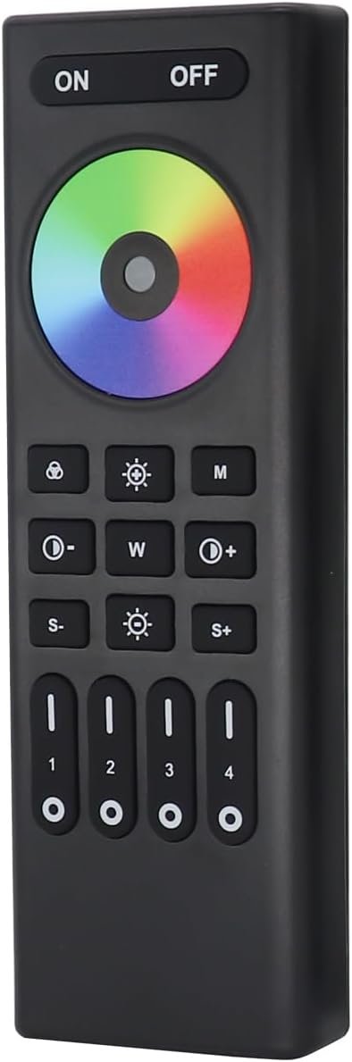 MALIIGAZA 2.4G Wireless RF Remote for WB5 Controller, Suitable for RGB RGBW RGBCCT LED Strip Lights, 4 Zone Group Control, Brightness Dimming, Color Changing, RC03RFB Touch Control