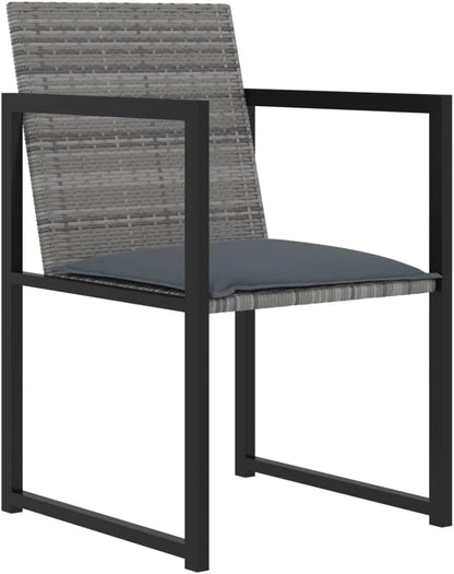 vidaXL 9 Piece Modern Outdoor Dining Set, Poly Rattan Construction with Cushions and Tempered Glass Table Top, Garden/Patio Furniture - Grey