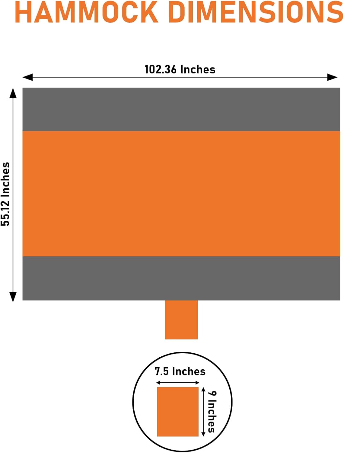 SOOPRNO Camping Hammock. Portable Double and Single Hammock with 2 Tree Straps and Attached Carry Bag. Camping Gear for Outdoor Hiking Camping Beach Backpacking Travel. (Orange & Light Gray)