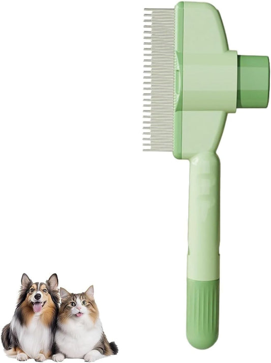 LimCryspp 1 New Pet Hair Removal Comb, Indoor Cat Brush With Release Button, Dog And Cat Pet Grooming Brush, Short And Long Hair Flea Comb (green)