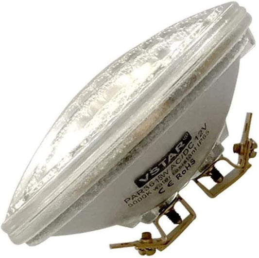 VSTAR PAR36 LED Bulb 15W 10-30V DC/AC 5500K 2100LM,with Lenses,High Concentration,Super Bright LED Bulb,Frosted,Multipurpose Tractor Light