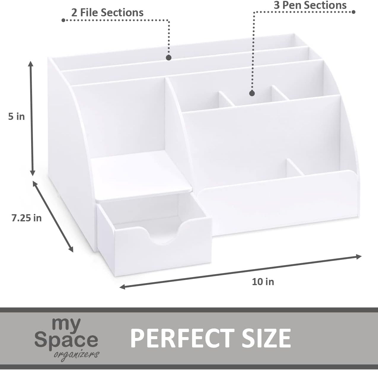 Office Desk Organizer, White Acrylic with Drawer, 9 Compartments - All in One Office Supplies and Cool Desk Accessories Pen Holder, Enhance Your Office Decor Desktop (White).
