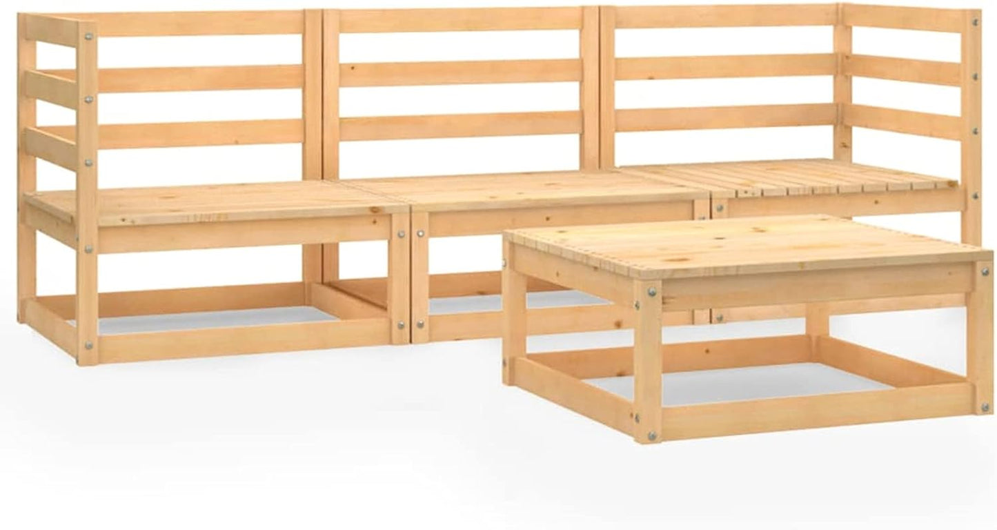 Homgoday Set Divani da Giardino 4 pz in Legno Massello di Pino, Lettini Prendisole, Divano Letto Mobili, Lettini da Giardino, Lettino da Piscina Esterno Piscina No