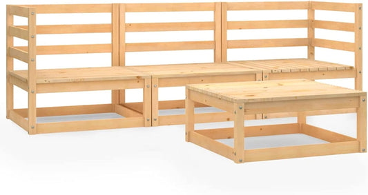 Homgoday Set Divani da Giardino 4 pz in Legno Massello di Pino, Lettini Prendisole, Divano Letto Mobili, Lettini da Giardino, Lettino da Piscina Esterno Piscina No