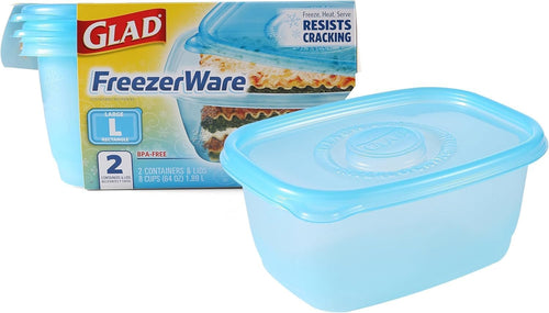 Gladware Freezerware Food Storage Containers, Large | Rectangle Food Storage Containers for Everyday Use | Food Containers Safe for Freezer, Hold up to 64 Ounces of Food, 2 Count Set