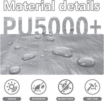 Multipurpose Camp Tarp, Portable Camping Mat, Lightweight Picnic Blanket with Stakes, Double-Sided Waterproof Coating, for Outdoor Picnics (240 X 290cm)