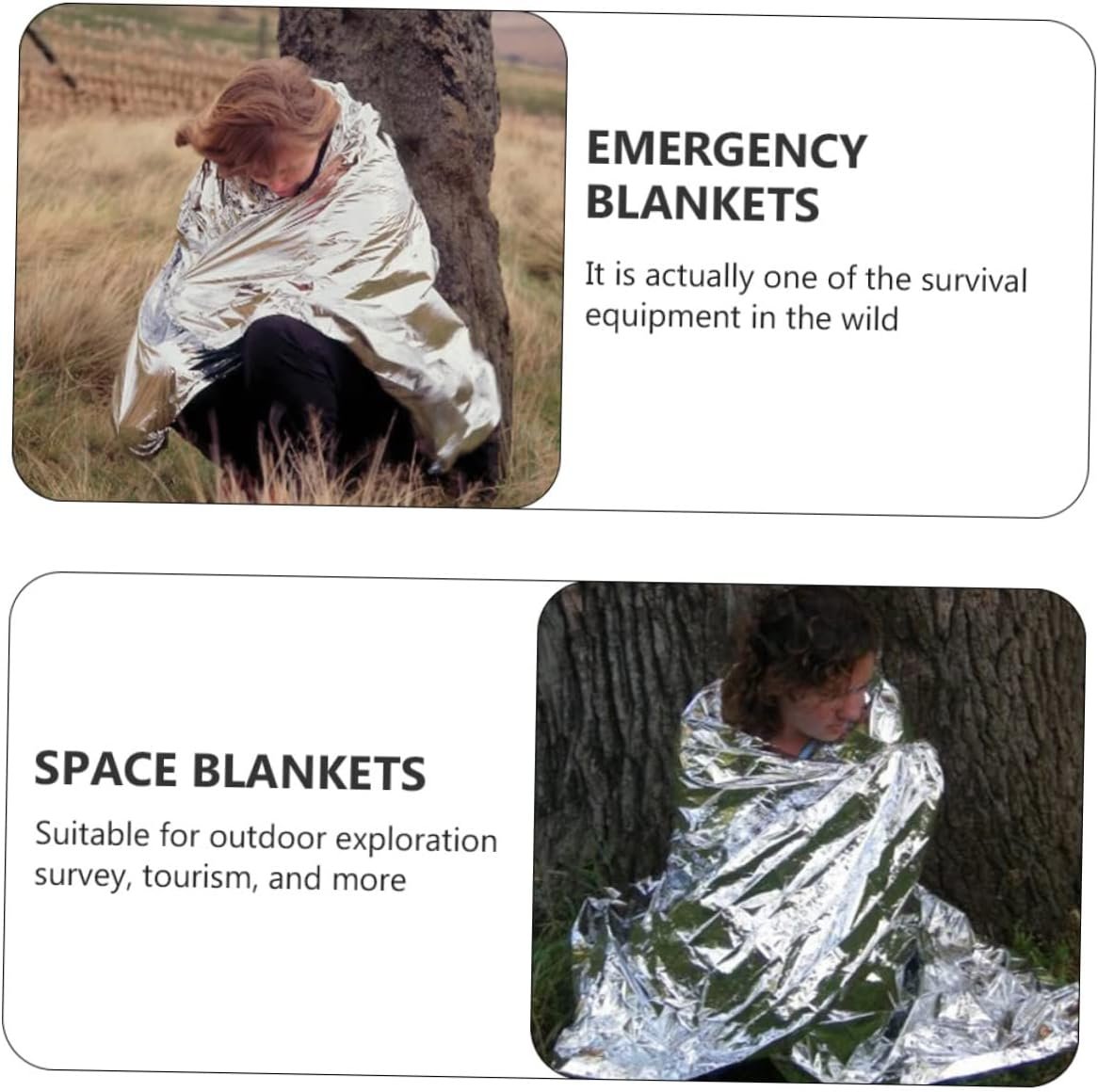 TOBBOMEY 3pcs Foil Emergency Blankets Double Sided Gold Silver Safety Blankets for Outdoor Activities Heat Retention Moisture Protection for Camping Hiking and Survival