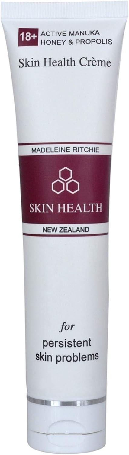 Madeleine Ritchie New Zealand 18+ Active Manuka Honey & Propolis Skin Health Creme for healing of persistent skin problems 40ml. Excellent for Eczema, Psoriasis, Dermatitis, Acne and Dry Skin.