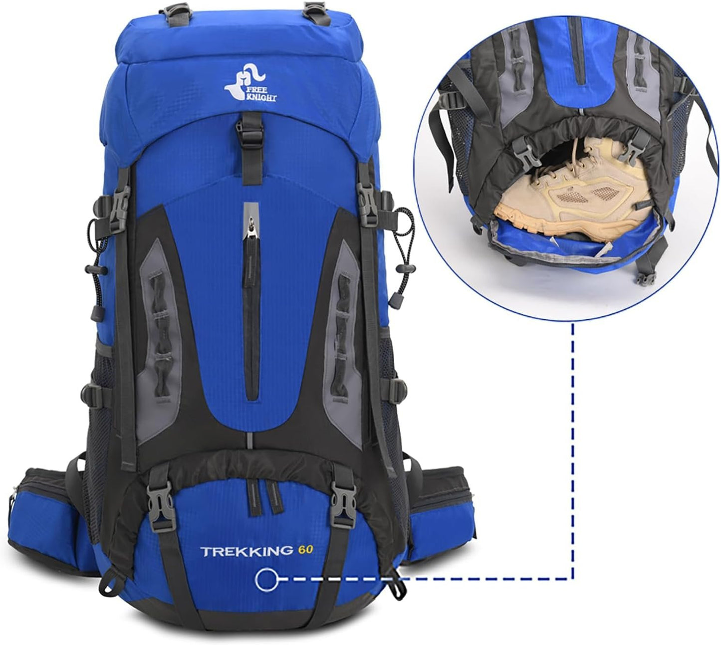 Bseash 60L Waterproof Hiking Camping Backpack with Rain Cover, Lightweight Outdoor Sport Travel Daypack for Climbing Touring