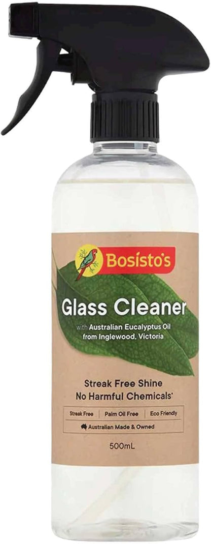 Bosisto's Glass Cleaner 500ml - Pure Eucalyptus Oil Eco Window Cleaning Spray