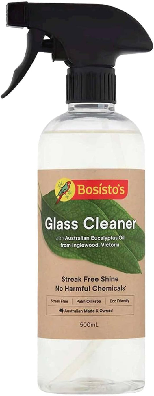 Bosisto's Glass Cleaner 500ml - Pure Eucalyptus Oil Eco Window Cleaning Spray