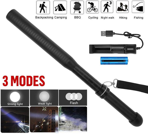 Ultra Bright 2200000LM LED Security Stick Torch Rechargeable Tactical Flashlight