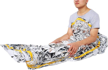 Kudoo Emergency Sleeping Bag, Silver, PET, Emergency Blanket, Ultra-thin Insulation, Small (80.71" x 37.4"), Camping, Hiking, Emergency Use