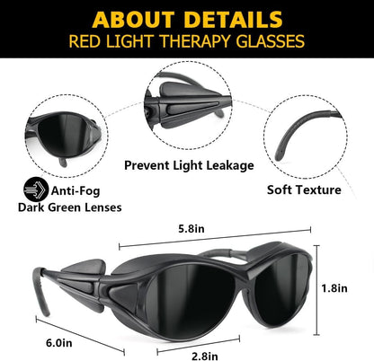 ULTREMA Red Light Therapy Glasses, Eyes Protection for Tanning Goggles, Laser Safety Glasses IPL 200-2000nm, Eye Protection for Red Light Therapy and Laser Hair Removal