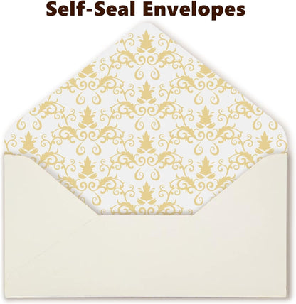 XXINMOH 90 Pieces Stationery Set with Envelopes (60 Vintage-Style Paper Sheets + 30 Envelopes), Gold Border Letter Writing Paper and Envelopes for Love Letter, Party Invitations