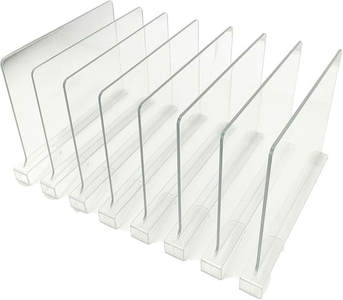 AeKeatDa 8 Pack Acrylic Shelf Dividers for Closets,Books,Clear Shelf Separators Multifunctional Shelf Divider for Kitchen Cabinets, Home,Bookcases and Others