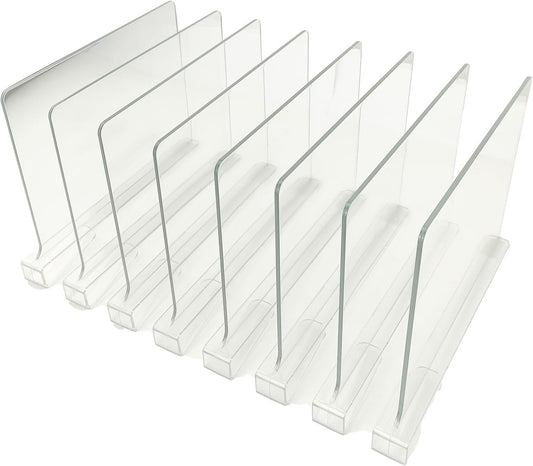 AeKeatDa 8 Pack Acrylic Shelf Dividers for Closets,Books,Clear Shelf Separators Multifunctional Shelf Divider for Kitchen Cabinets, Home,Bookcases and Others