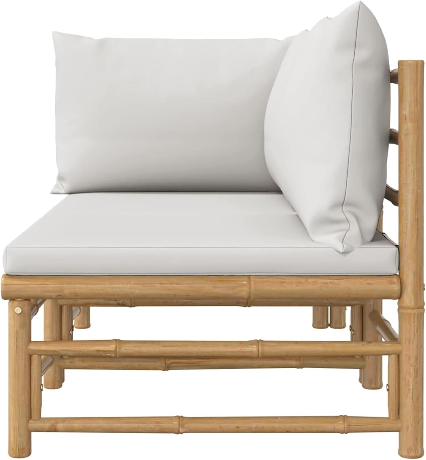 Homgoday 2-Piece Garden Lounge Set with Bamboo Light Grey Cushions, Garden Living Room, Sun Lounger, Sofa Bed Furniture, Garden Loungers for Swimming Pool, Balcony