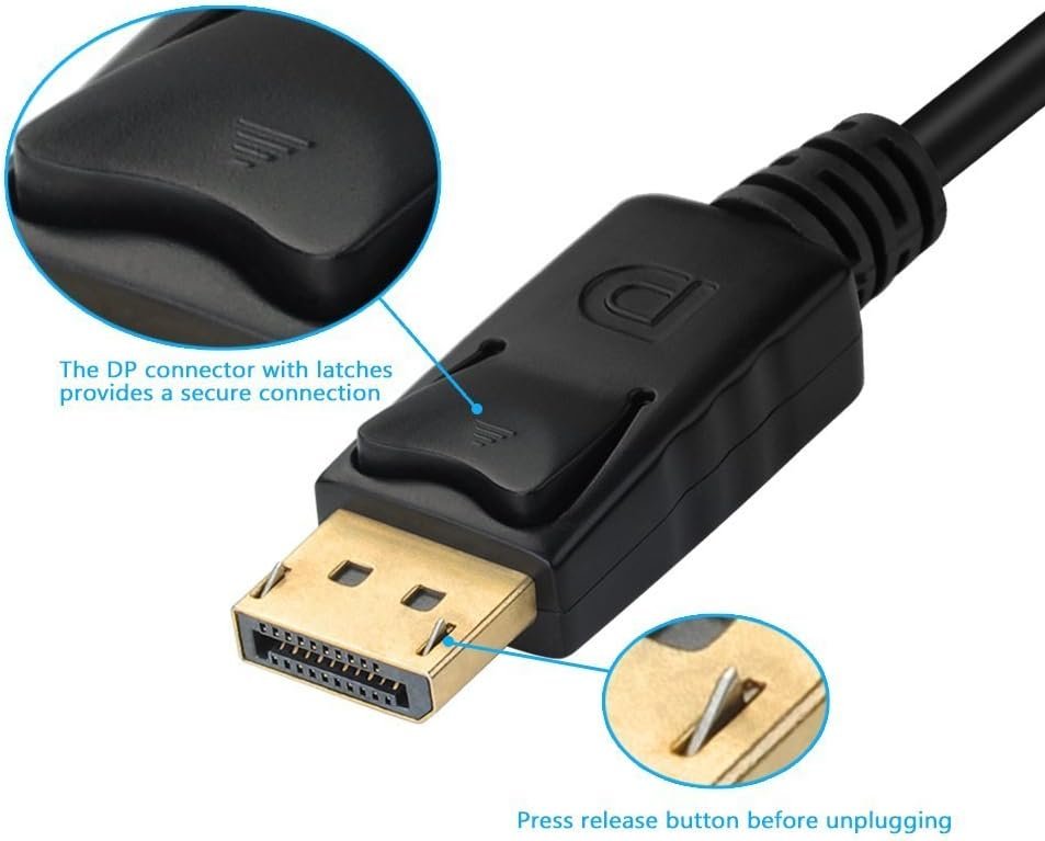 CableDeconn Multi-Function Displayport Dp to HDMI/DVI/VGA Male to Female 3-in-1 Adapter Converter Cable