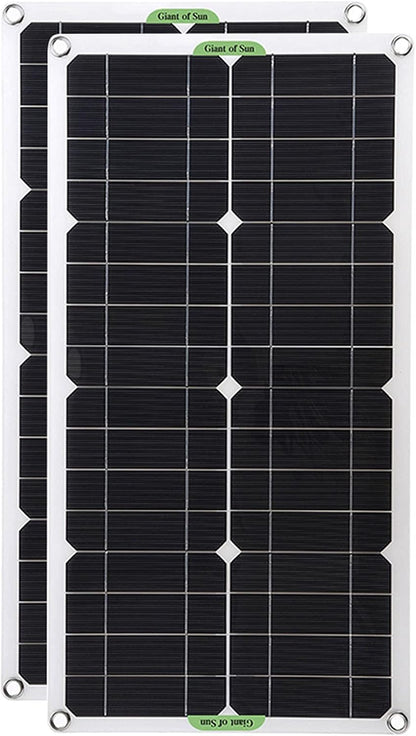 2Pcs 250W/500W Solar Panel Kit 12V USB with 100A Controller Flexible Monocrystalline Solar Power System Charger for Car RV Boat Battery Charger