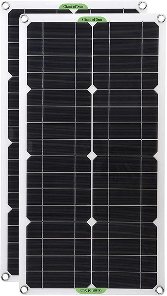 2Pcs 250W/500W Solar Panel Kit 12V USB with 100A Controller Flexible Monocrystalline Solar Power System Charger for Car RV Boat Battery Charger