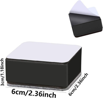 4 Pcs Carbon Steel Square Riser Bed Riser Feet Sticker for Furniture Sofa Table Wardrobe Desk
