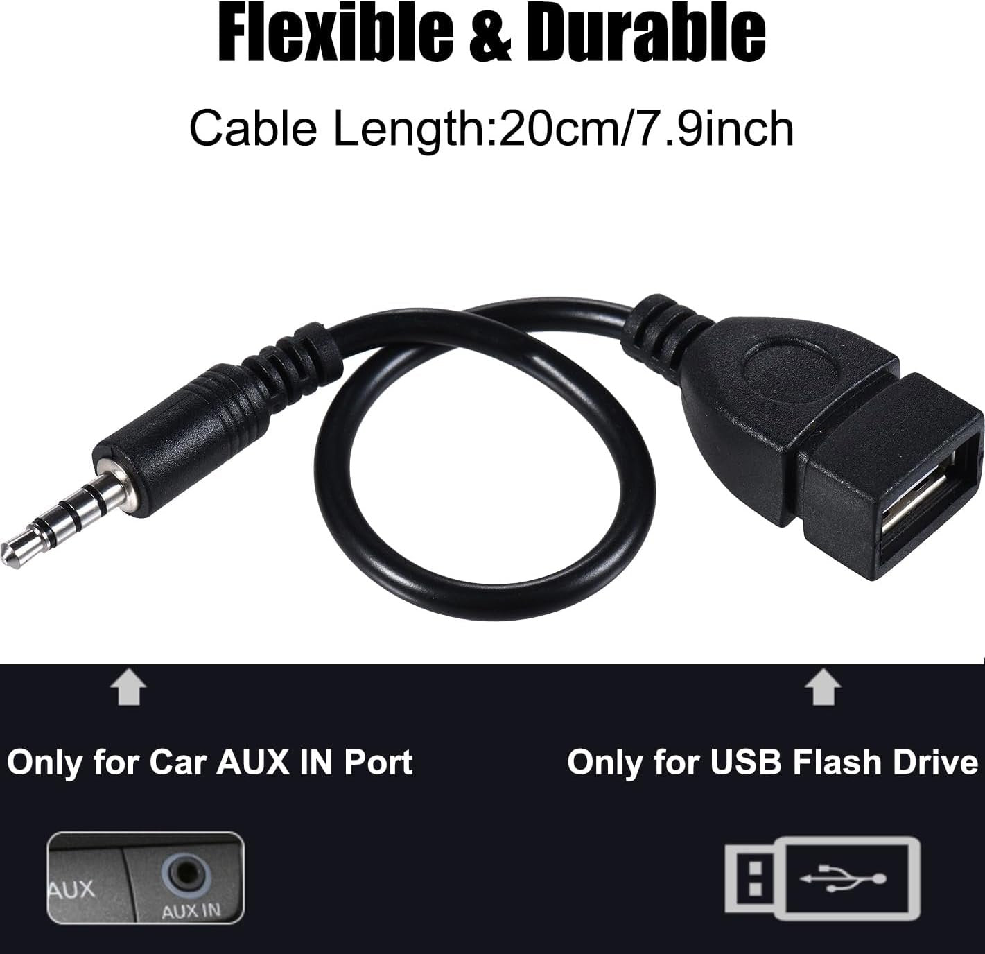 Warmstor 3.5mm (1/8 inch) AUX Audio Plug Male to USB 2.0 Female OTG Adapter Converter Cable for Playing Music with U-Disk in Your Car