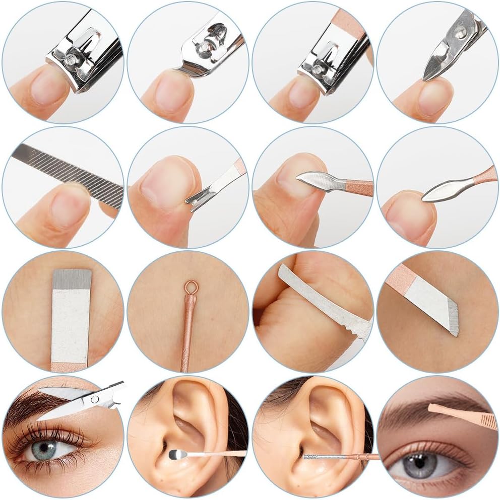 Nail Set Toenail Clippers Nail Kit Stocking Stuffers for Adults Nail Scissors Nail Clippers for Seniors Manicure and Pedicure Kit Nail Care Kit Manicure Set Women Metal Nail File 16pcs Travel Gifts
