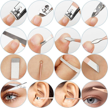 Nail Set Toenail Clippers Nail Kit Stocking Stuffers for Adults Nail Scissors Nail Clippers for Seniors Manicure and Pedicure Kit Nail Care Kit Manicure Set Women Metal Nail File 16pcs Travel Gifts