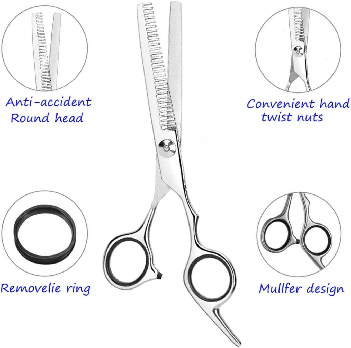 ESSOY Professional Thinning Shears Hair Cutting Teeth Scissors(6.7-Inches),Stainless Steel Haircut Scissor with Fine Adjustment Screw for Home Salon,Barber Hairdressing Scissor for Women Men Kids