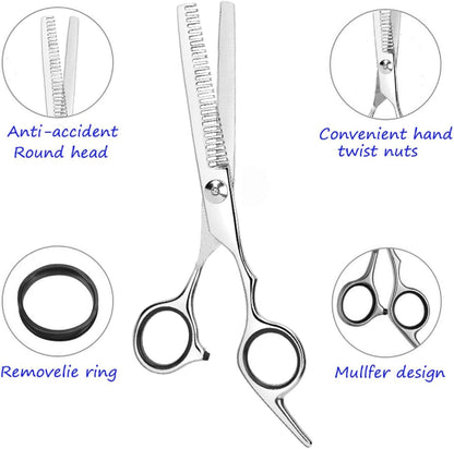 ESSOY Professional Thinning Shears Hair Cutting Teeth Scissors(6.7-Inches),Stainless Steel Haircut Scissor with Fine Adjustment Screw for Home Salon,Barber Hairdressing Scissor for Women Men Kids