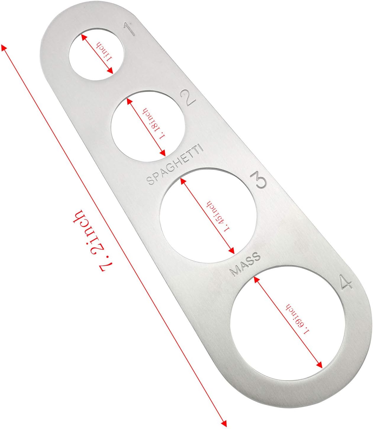 Batino 4-Hole Stainless Steel Spaghetti Measure Tool - Manual Pasta Measurer - Silver