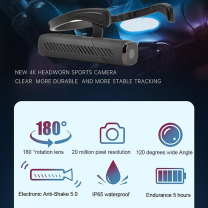 XRC TECH Camcorder 4K Head Mounted Action Camera Wearable Video Camera Anti-Shake Recorder WiFi Hands-Off Camera IP65 Waterproof Webcam