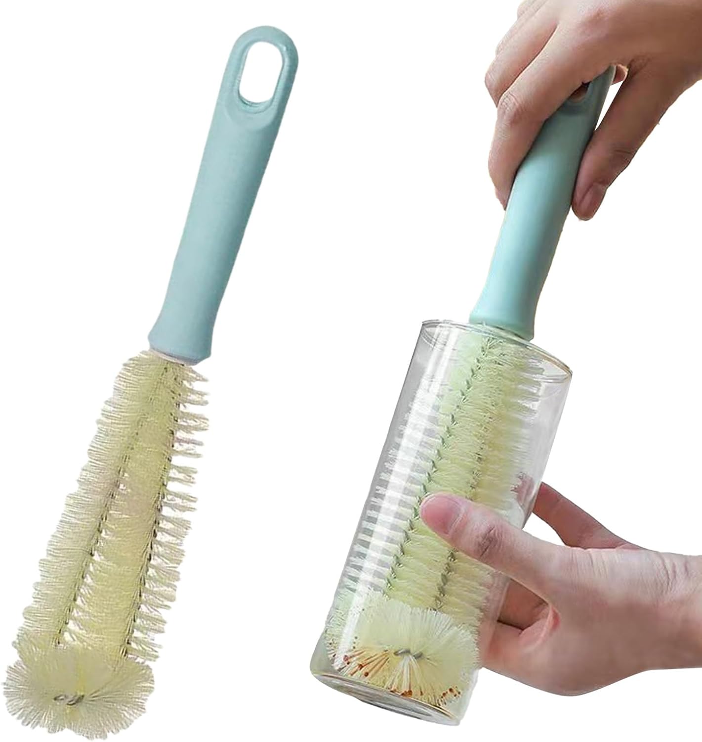 Water Bottle Brush, Short Handle Spiral Cup Brush Cleaner, Multipurpose Portable Scrubber, Compact Non-Scratch Cleaning Tool, Ideal for Tumblers, Glasses, Flasks, Mugs, Containers