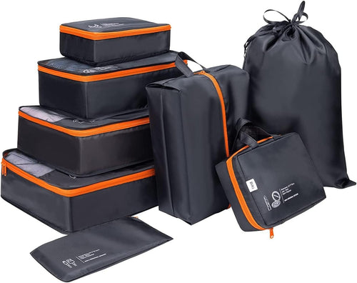 DIMJ Travel Suitcase Organizer, Travel Set Useful Accessories Organizer for Suitcases Travel Kit, Dark Black-(Classic)