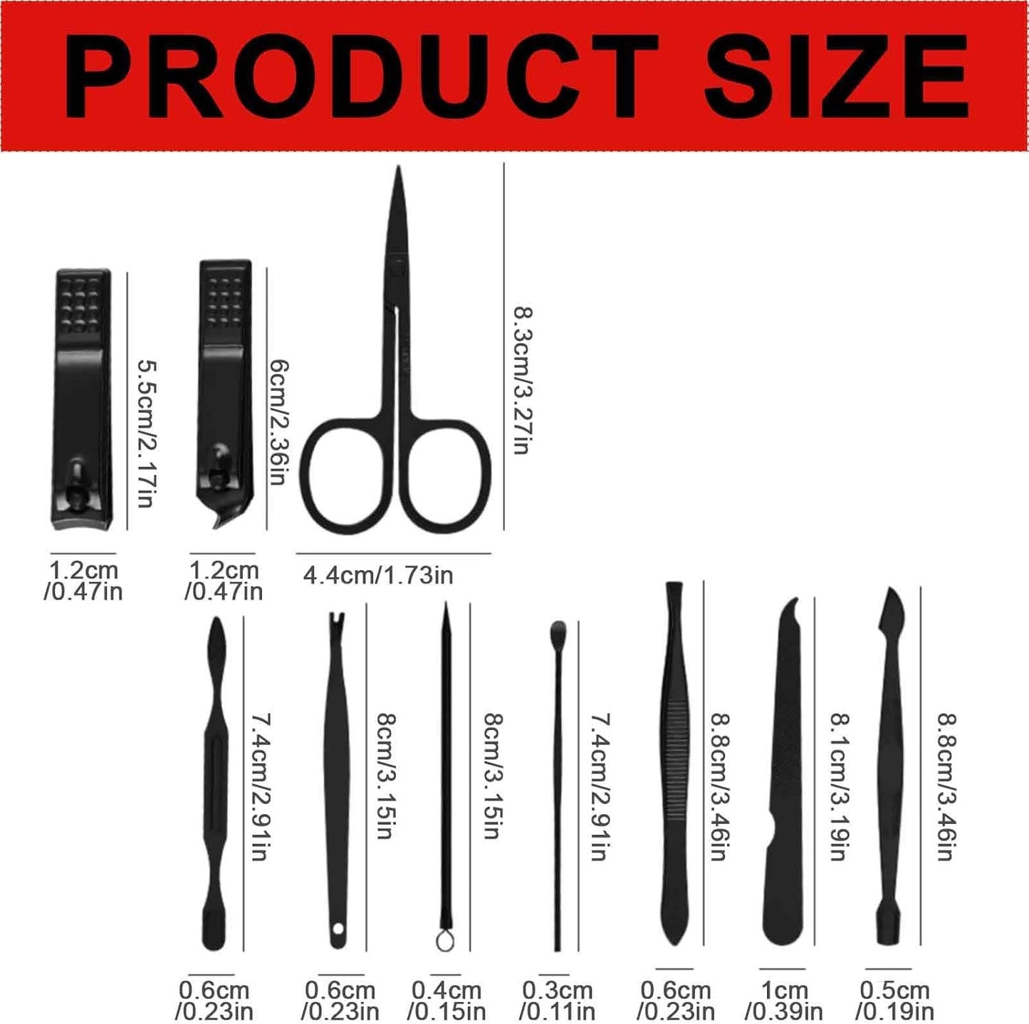 Manicure Set Personal Care Nail Clipper Kit, Hygiene Essentials for Men Women, Manicure Set Nail Clippers Nail File, Travel Nail Grooming Kit, Birthday, Stocking Stuffers for Boyfriend (Red 10 Pcs).
