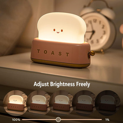 DEALFUN Smiling Toast Bread Toaster Night Light Lamp,Rechargeable Small Beside Lamp in Cute Shape for Room Decor,Bedroom,Bedside,Living Room,Dining,Desk Decoration Men,Women,Kids,Boys,Girls,(Green)