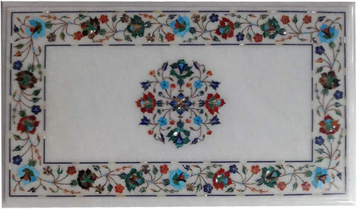 crafts look Pietra Dura Inlay Marble Dining Table Top Handmade Work