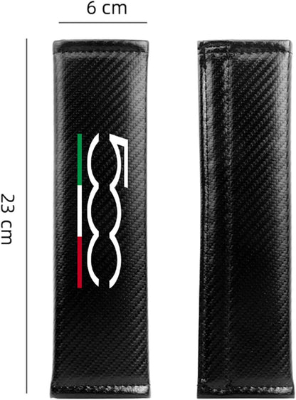 Stylecart 2 Pieces Car Seat Belt Cover for Fi-AT 500 500C 500X 500L Breathable Carbon Fiber Seat Belt Padding Covers Interior Accessories, Black