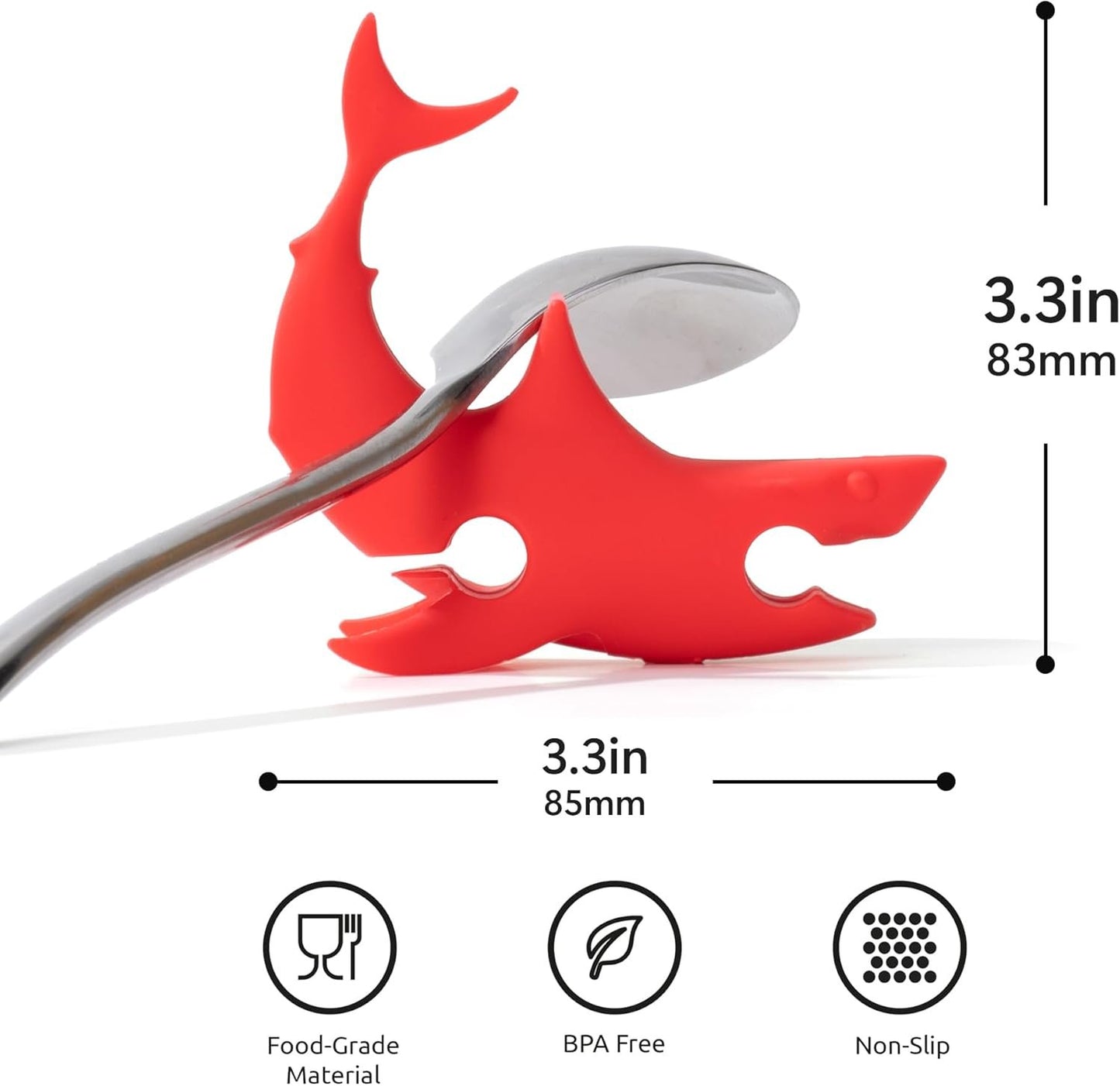 Li&Zhao Silicone Spoon Rest - 3 PCS Shark Spoon Rest for Stove Top Utensil Rest Kitchen Spoon Holder for Stove Organizer Cooking Gifts Kitchen Gifts