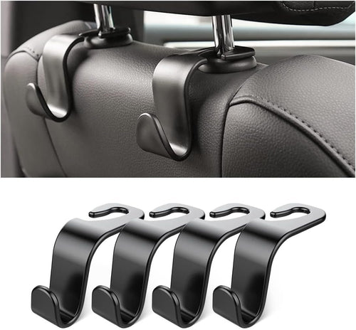 Car Headrest Hook, 4pcs Black Car Headrest Seat Hook Hidden Car Rear Seat Hanger Storage Hooks, Suitable for Hanging Handbags, Wallets Grocery Bags Cloth Kid's Toy Holder Fit Universal Car Vehicle