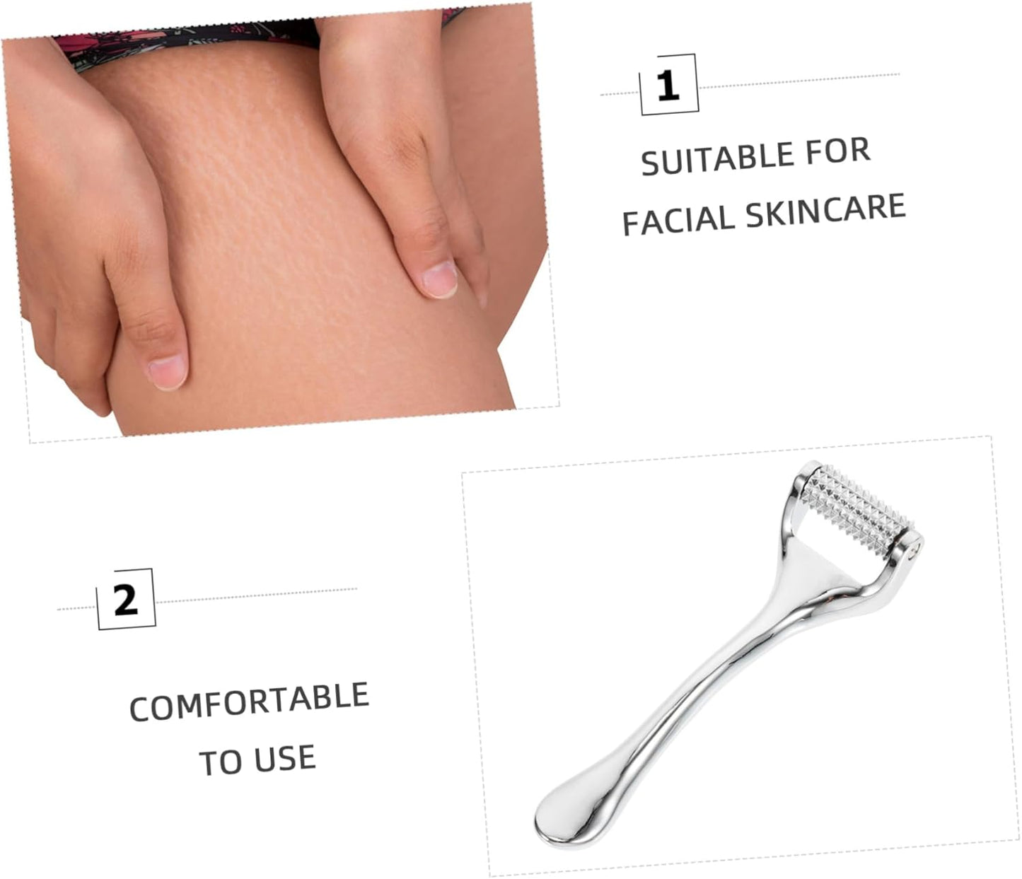 MOTHNUR 1Pc Skin Care Pin Walker Beauty Device Wrinkle Removal Zinc Alloy Cleanser Facial Skin Care Massager Silver