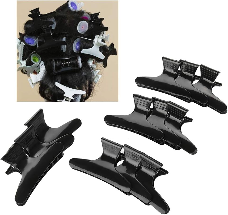 Hair Claw Clamp, Made of Durable Plastic with Good Tension Hairdressing Tool 12pcs/set Black Butterfly Hold Hair Clip