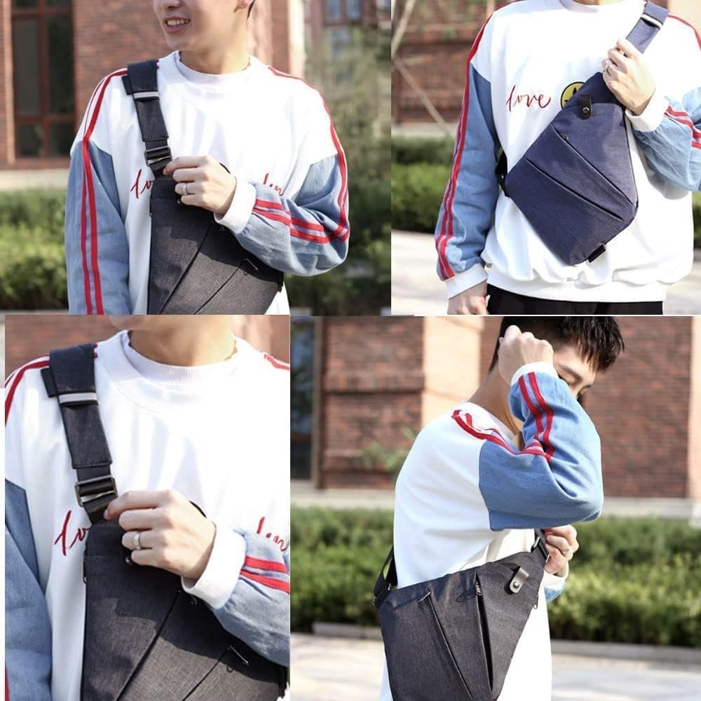 Valcen Personal Pocket Bag for Travel, Anti-Thief Crossbody Personal Pocket Bag for Men,Valcen Travel Bag,Side Crossbody Backpack for Outdoor ( Left Handed, Gray)