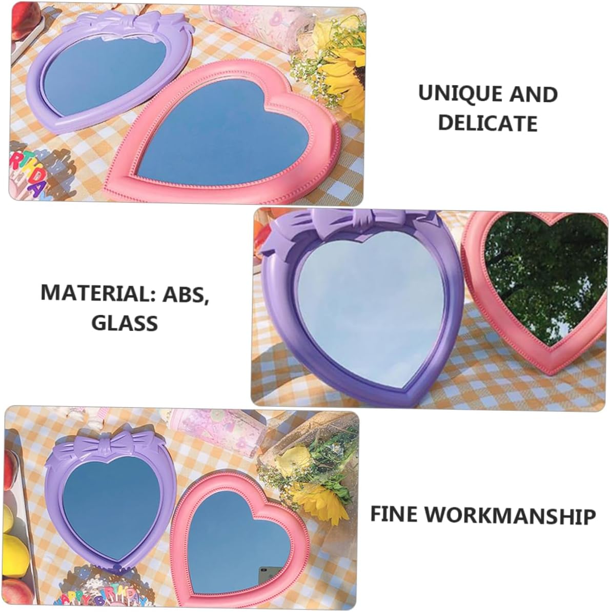 VNGBFGDFVN 2 x Mirror Travel Cosmetic Photo Props Tabletop Small Vanity Home Decor Dining Room Decor for Table Desk Top