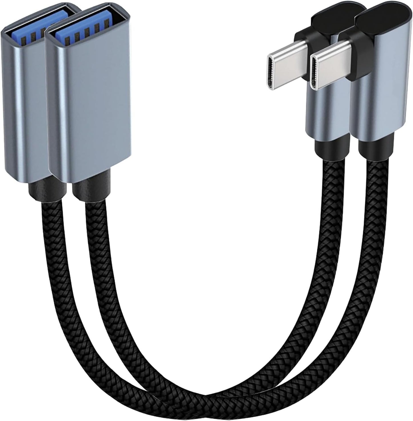 tunghey 2Pack Right Angle USB C to USB Adapter, 90 Degree USB C to USB3,USB Type C to USB,Thund-erbolt 3 to USB Female Adapter OTG Cable Compatible with 15 Pro Max, iP-ad Pro, Air. 30CM