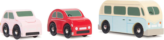 Le Toy Van - Cars & Construction Wooden Retro Metro Car Set Car Toy Play Set - Set 3 Cars | Boys Play Vehicle Kids Role Play Toys - Suitable for 3 Year Old + (TV463)