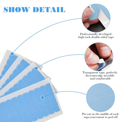 40 Pieces Double Sided Adhesive Tape Extension Glue, Adhesive Tape for Hair Double Tape for Wigs Hair, Toupee, Waterproof, Suitable for Fixing Lace Wig Prosthesis Hair