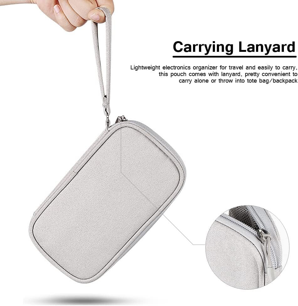 Electronics Organizer Bag Pouch Cable Charger Organizer Travel Shockproof Cord Carrying Case for Earphone Powerbank USB Hard Drive SD Card (Black)