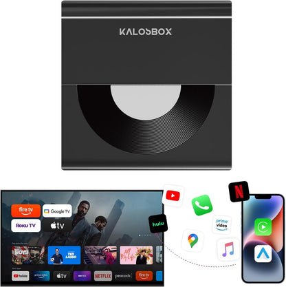 KALOS Car TV Mate Wireless Carplay Adapter & Android Auto Adapter, 3 in 1 HDMl Multimedia TV Stick Converter, Compatible with Fire T V Stick, Switch, Plug & Play Streaming Device